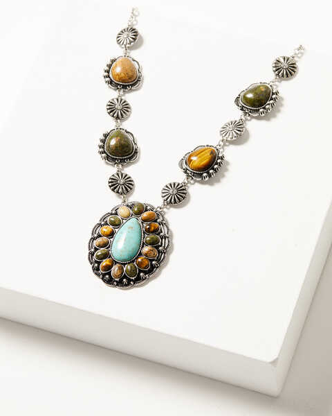 Image #1 - Shyanne Women's Bisbee Falls Silver & Mixed Stone Statement Necklace, Silver, hi-res