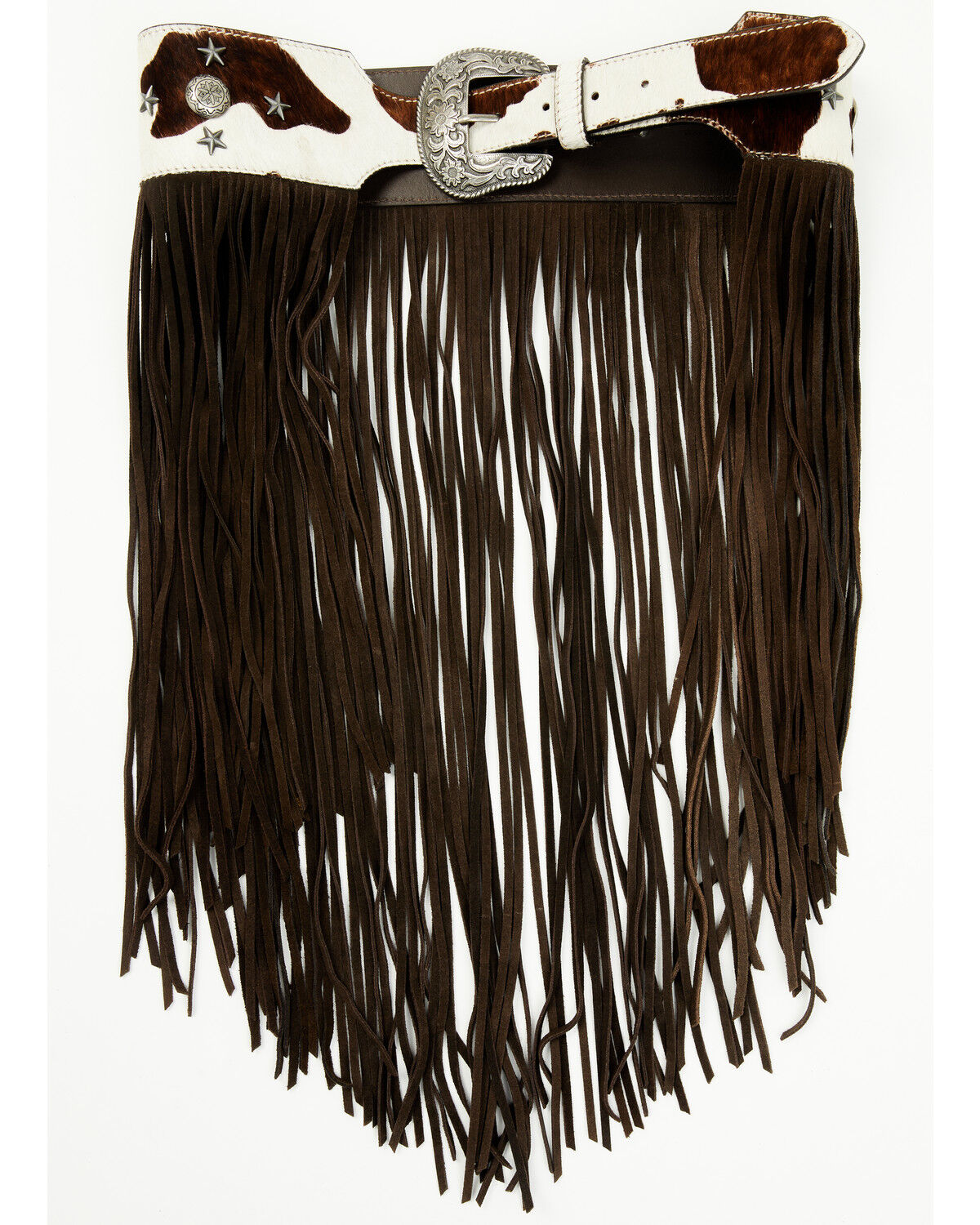 Image #5 - Idyllwind Women's Festival Fringe Hair-On Star Concho Belt, Dark Brown, hi-res
