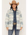 Image #1 - Wrangler Women's Southwestern Striped Lined Jacquard Shacket, Blue, hi-res