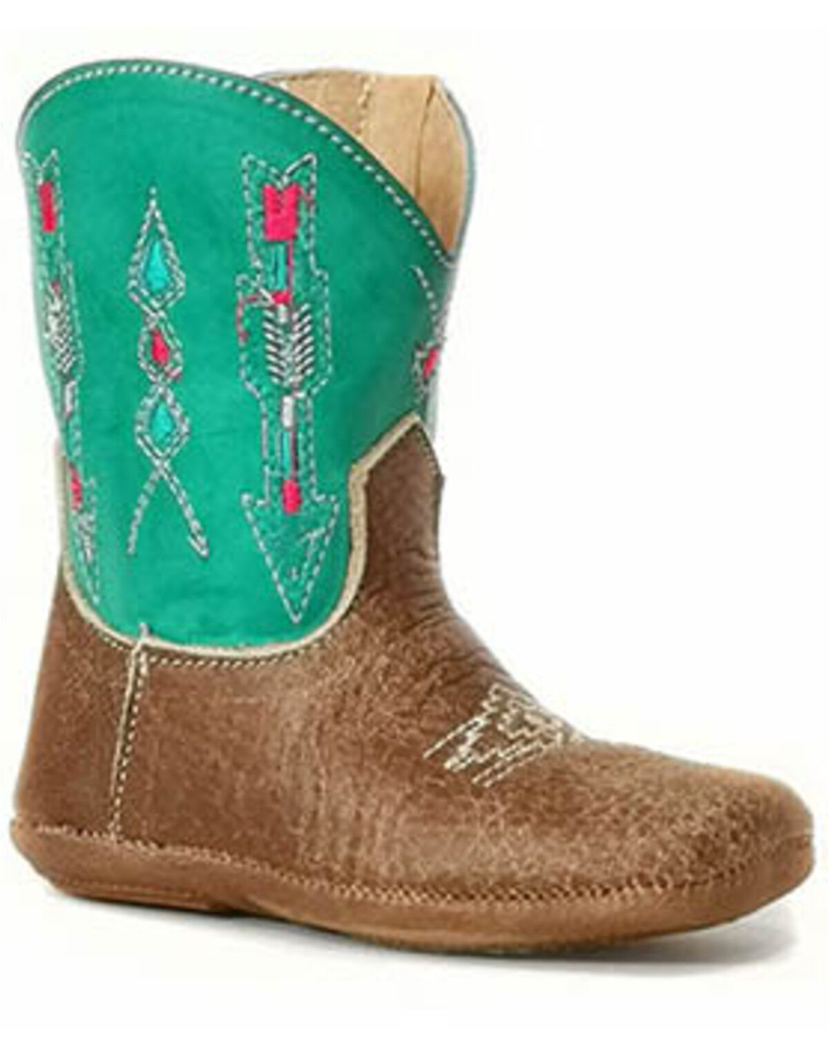 Image #1 - Roper Infant Girls' Cowbabies Arrow Western Boots - Broad Square Toe, Tan, hi-res
