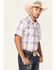 Image #2 - Cody James Men's Woodson Large Plaid Print Short Sleeve Snap Western Shirt , White, hi-res