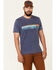 Image #1 - Flag & Anthem Men's Mountain Panorama Sunset Graphic Burnout Short Sleeve T-Shirt, Navy, hi-res