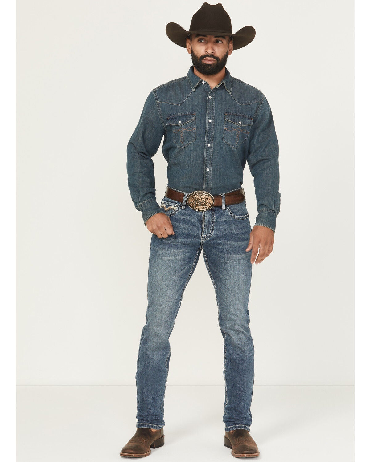 Rock & Roll Denim Men's Medium Wash Skinny Stretch Denim Jeans, Medium Wash, hi-res