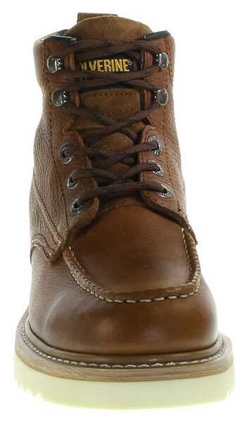 Image #8 - Wolverine Men's 6" Lace-Up Wedge Work Boots - Round Toe, Brown, hi-res