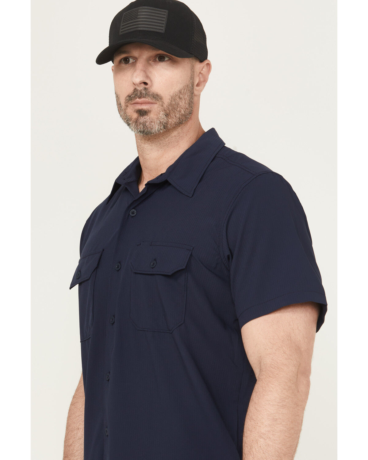Image #2 - Dickies Men's Solid Short Sleeve Button-Down Performance Work Shirt, Navy, hi-res