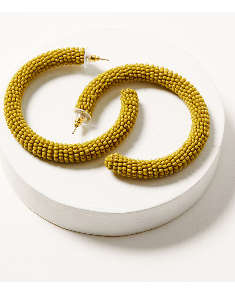 Ink + Alloy Women's Citron Solid-Seed Beaded Hoop Earrings, Gold, hi-res