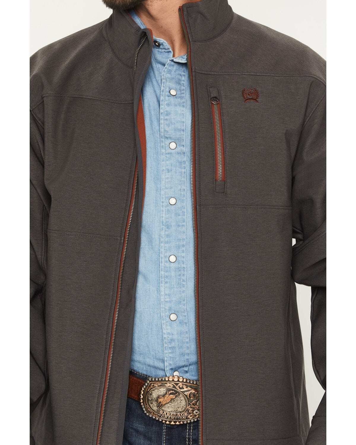 Image #3 - Cinch Men's Bonded Softshell Jacket - Big, Charcoal, hi-res
