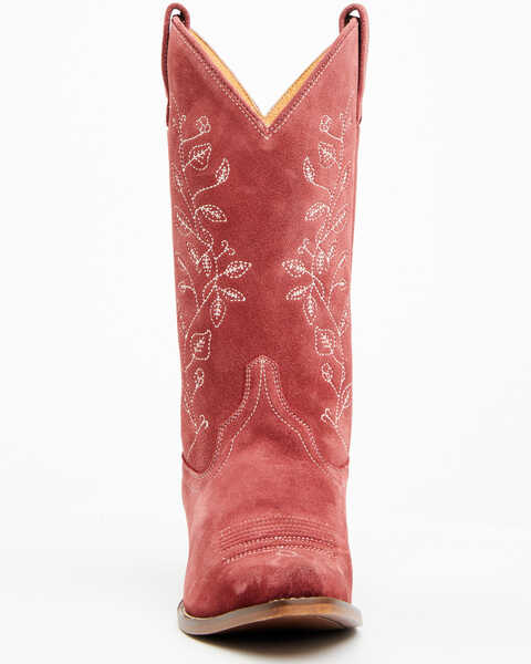 Image #4 - Shyanne Women's Bambi Suede Western Boots - Snip Toe , Red, hi-res