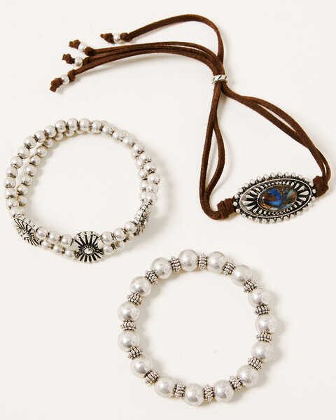 Shyanne Women's Claire Concho Stretch Bracelet Set, Silver, hi-res