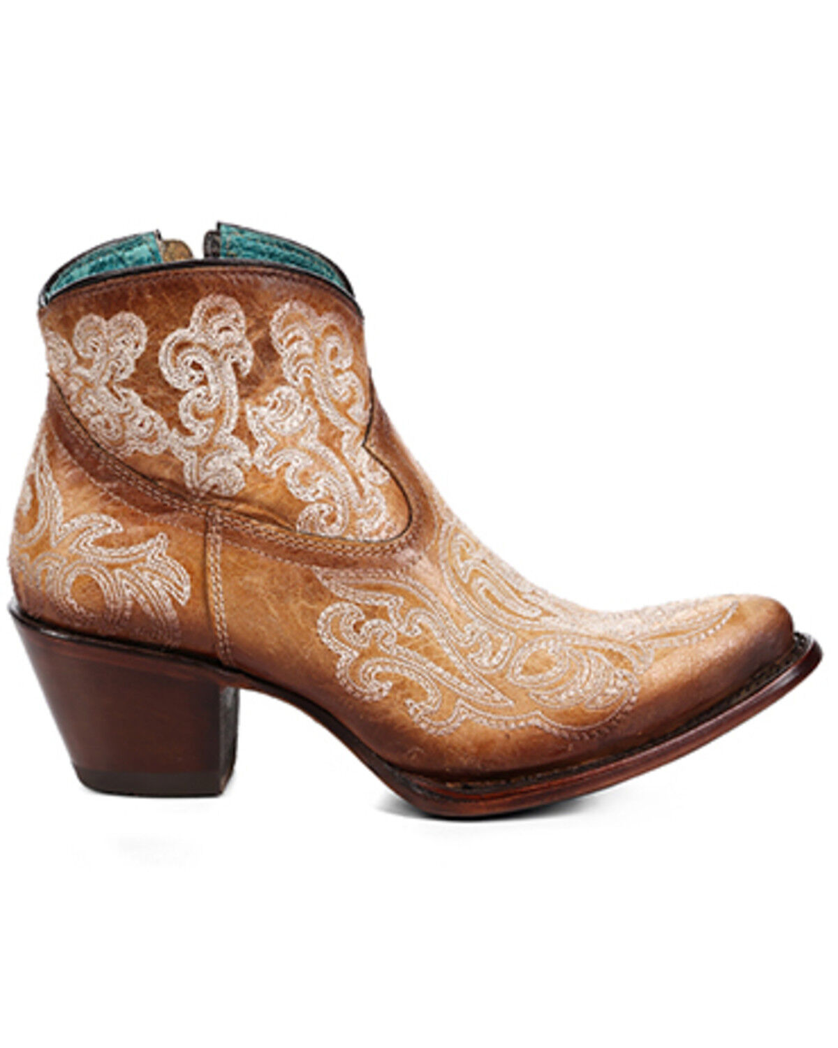 Image #2 - Corral Women's Glow in the Dark Embroidered Western Booties - Round Toe, Tan, hi-res