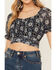 Image #3 - Beyond The Radar Women's Tie Back Short Sleeve Crop Top, Black, hi-res
