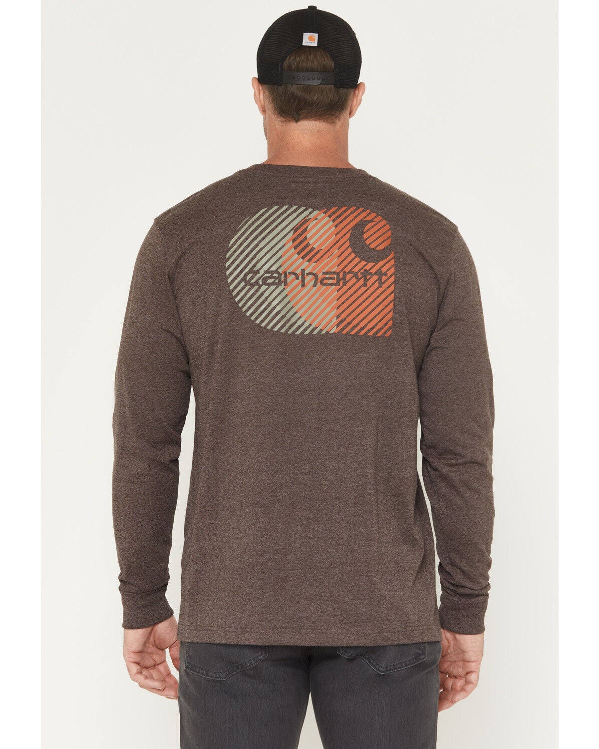 Image #1 - Carhartt Men's Relaxed Fit Heavyweight Long Sleeve Pocket Graphic Work Shirt, Dark Brown, hi-res