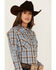 Image #2 - Wrangler Women's Plaid Print Long Sleeve Pearl Snap Western Shirt, Blue, hi-res
