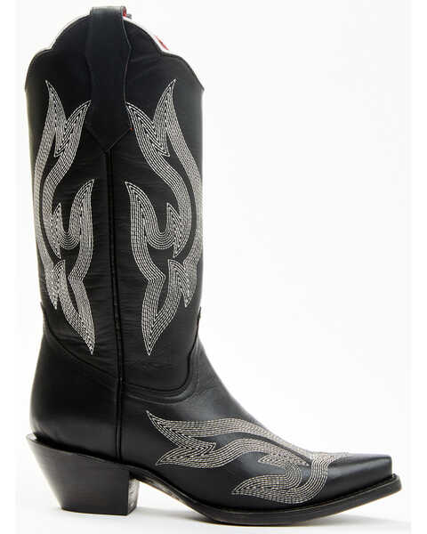 Image #2 - Planet Cowboy Women's Psychedelic Lines On The Highway Leather Western Boot - Snip Toe , Black, hi-res