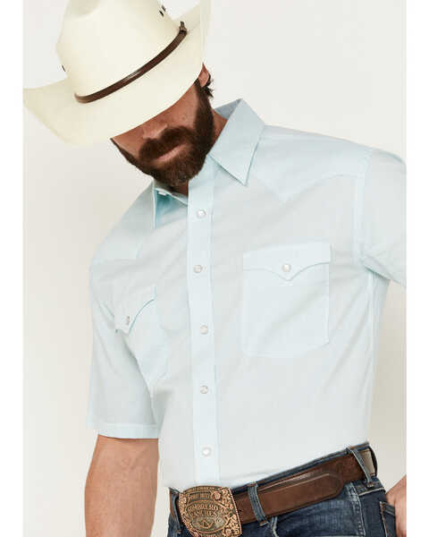Image #2 - Panhandle Men's Micro Vertical Striped Short Sleeve Pearl Snap Western Shirt , Mint, hi-res