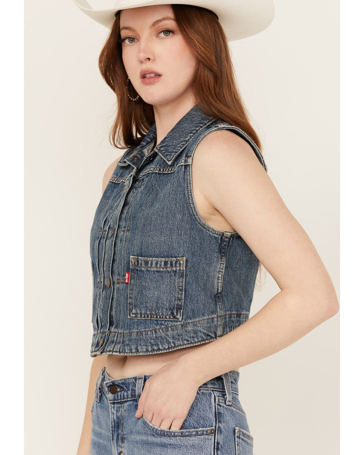 Image #2 - Levi's Women's Utility Trucker Denim Vest, Blue, hi-res