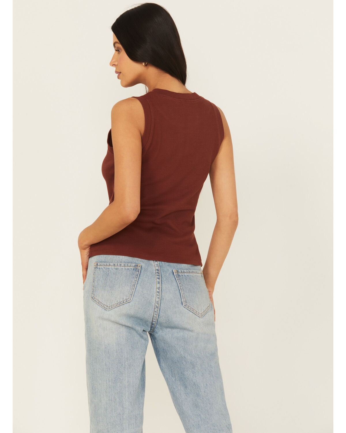 Image #4 - Shyanne Women's Free Spirit Studded Ribbed Tank, Mahogany, hi-res