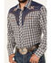 Image #3 - Roper Men's Plaid Print Embroidered Long Sleeve Pearl Snap Western Shirt, Blue, hi-res