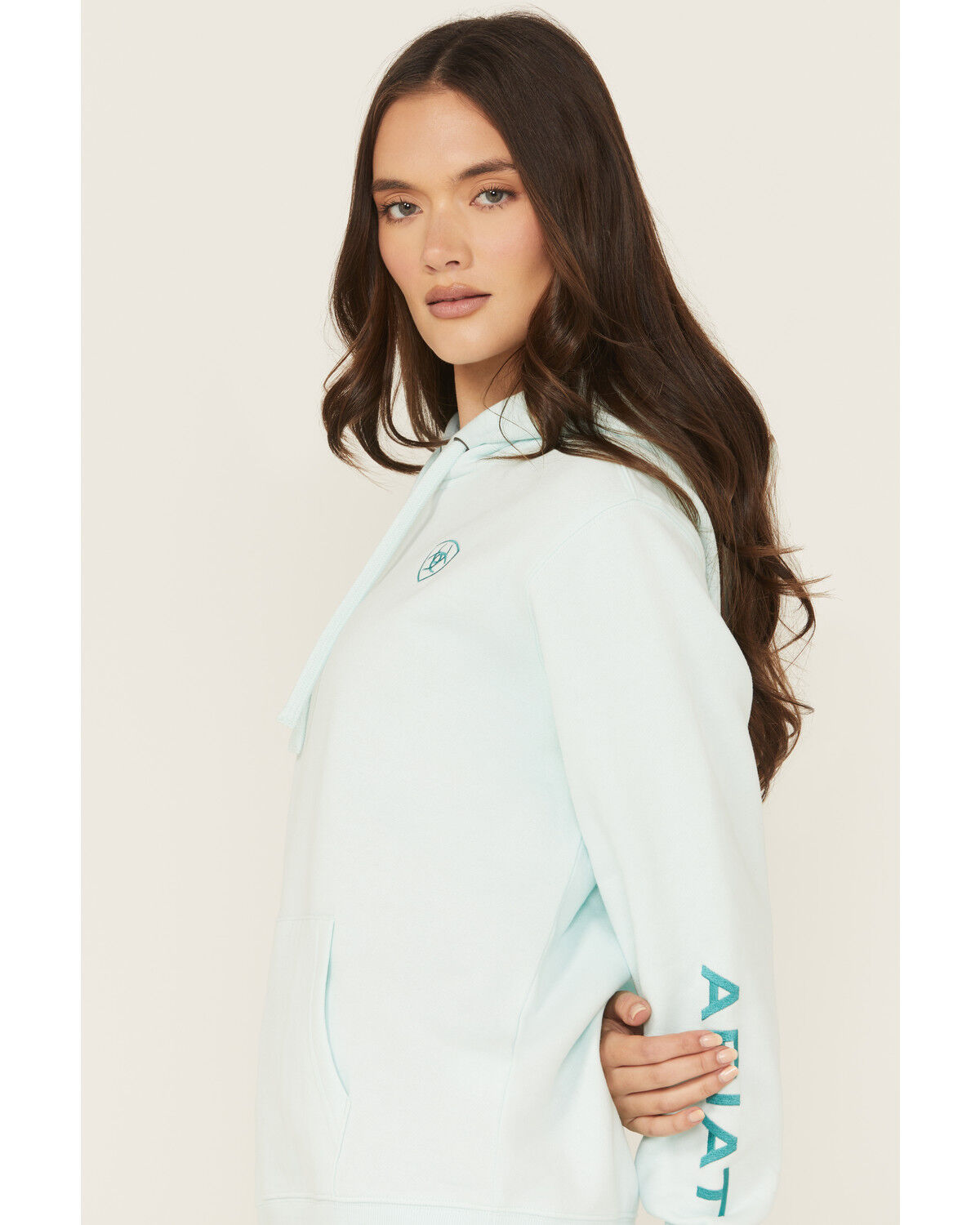 Image #2 - Ariat Women's Boot Barn Exclusive Logo Hoodie, Teal, hi-res