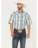 Image #1 - Stetson Men's Plaid Print Short Sleeve Snap Western Shirt, Blue, hi-res
