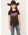 Image #1 - Cowgirl Hardware Girls' Cowgirl Fringe Short Sleeve Tee, Brown, hi-res