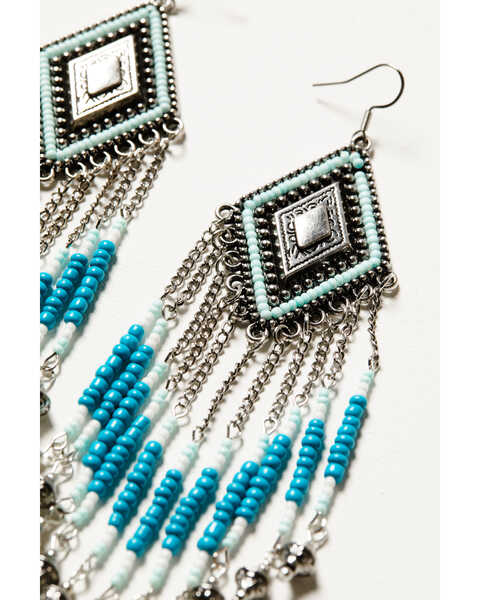 Image #2 - Idyllwind Women's Legend Hall Beaded Fringe Earrings, Turquoise, hi-res