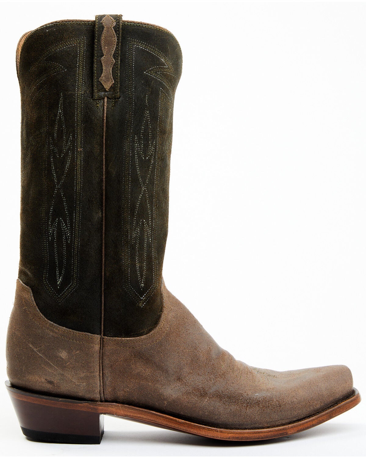 Image #2 - Lucchese Men's Distressed Shell Cowhide Western Boots - Snip Toe, Beige/khaki, hi-res