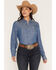 Image #1 - Cinch Women's Chambray Long Sleeve Button-Down Western Shirt, Indigo, hi-res