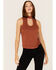 Image #1 - Shyanne Women's Suede Cutout Tank, Chestnut, hi-res