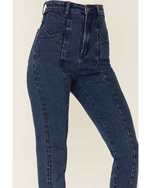 Image #2 - Wishlist Women's Dark Wash Acid Fading High Rise Skinny Jeans, Blue, hi-res