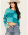 Image #1 - Rock & Roll Denim Women's Paisley Print Patchwork Long Sleeve Top, Blue, hi-res