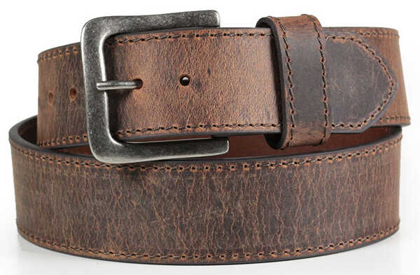 Image #1 - American Worker Men's Wide Leather Belt, Brown, hi-res