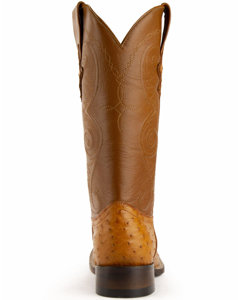 Ferrini Full Quill Ostrich Cognac Cowgirl Boots - Square Toe - Country