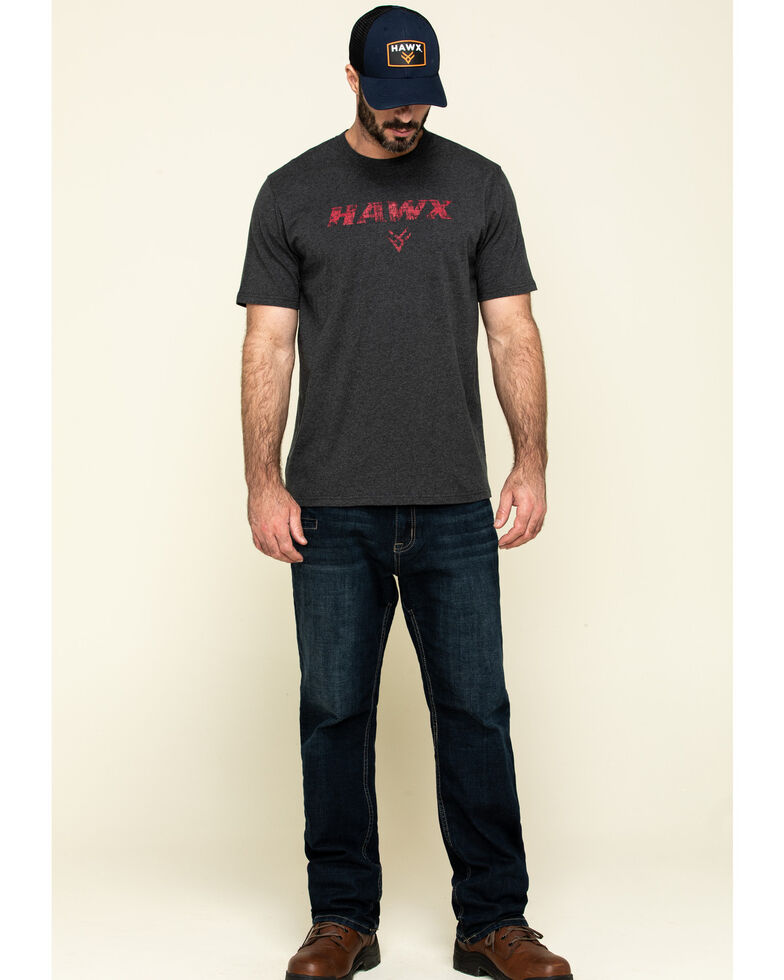 Hawx Men's Grey Back Logo Graphic Work T-Shirt , Charcoal, hi-res
