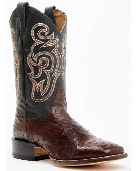 Image #1 - Cody James Men's Exotic Full Quill Ostrich Western Boots - Broad Square Toe, Chocolate, hi-res