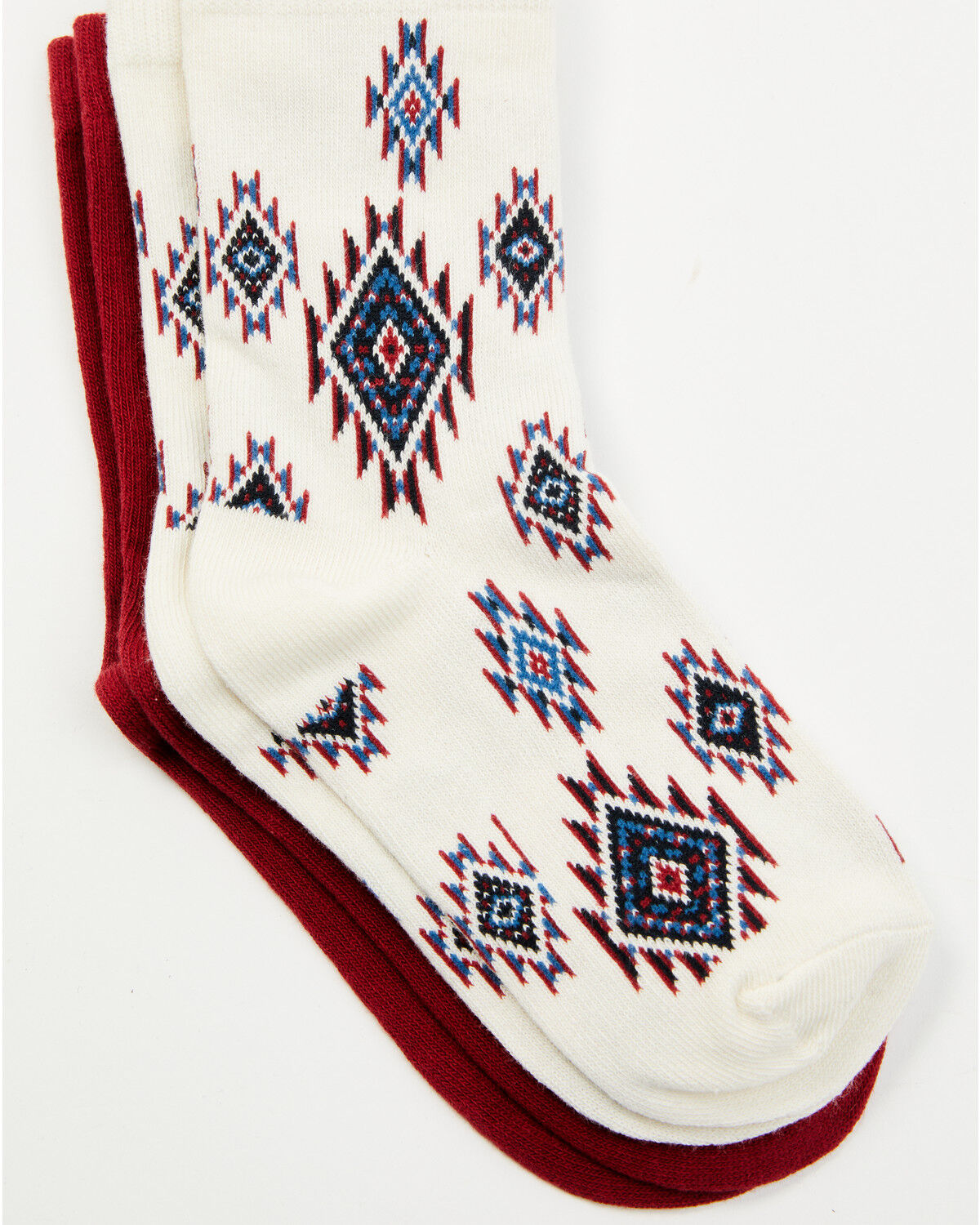 Image #1 - Shyanne Girls' Romy Southwestern Crew Socks - 2-Pack, Cream, hi-res