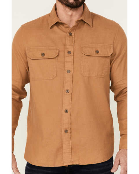 Pendleton Men's Solid Burnside Long Sleeve Button Down Western Flannel Shirt, Tan, hi-res