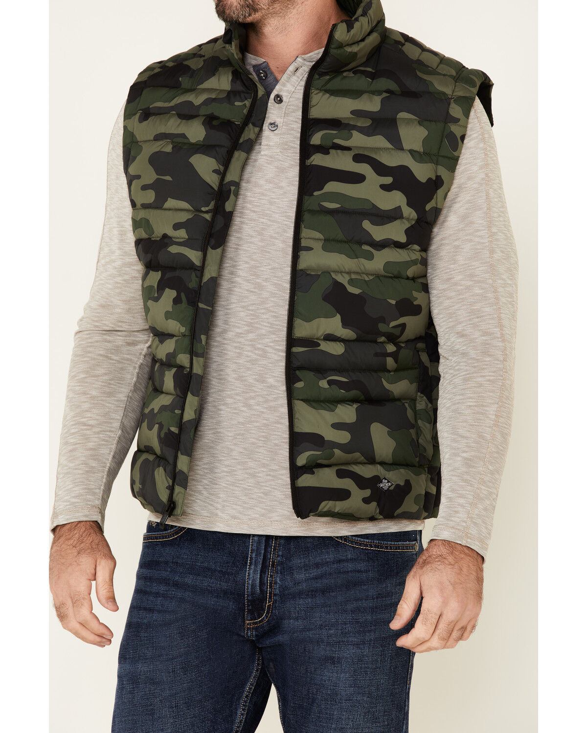Image #3 - Flag & Anthem Men's Green Erieville Camo Print Puffer Vest, Green, hi-res