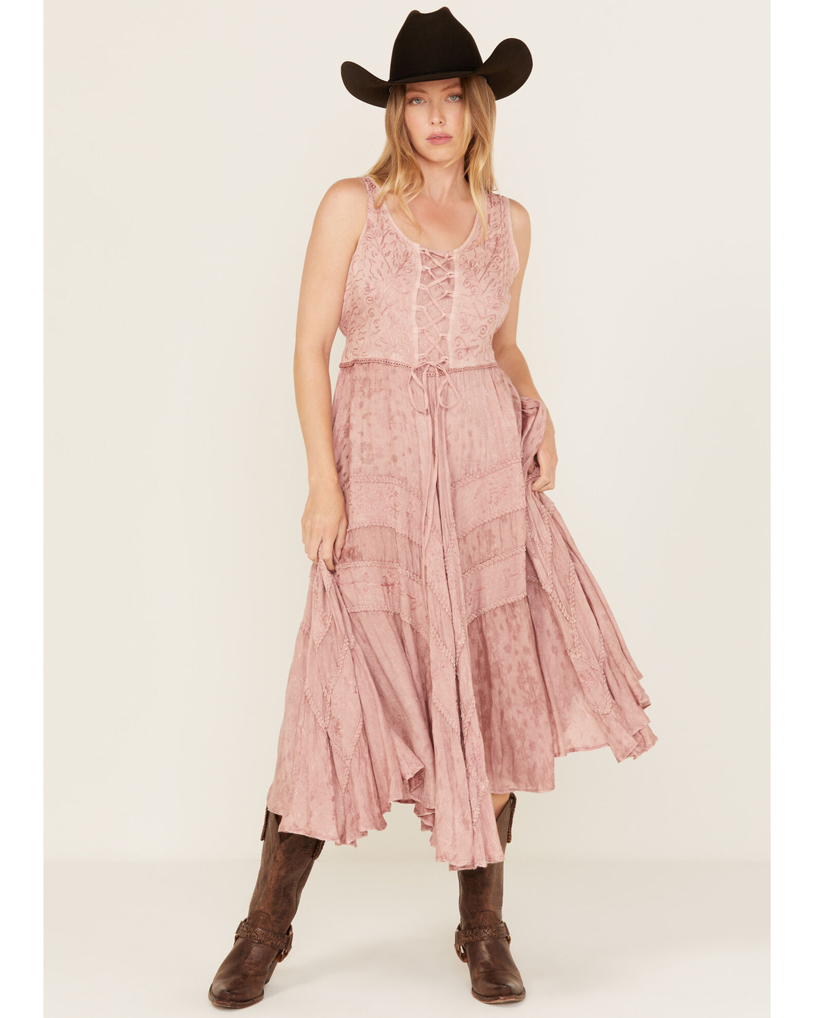 Scully Women's Lace-Up Jacquard Midi Dress - Country Outfitter Scully Women's Lace-Up Jacquard Midi Dress - Country Outfitter