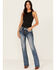Image #3 - Miss Me Women's Medium Wash Embroidered Bootcut Stretch Denim Jeans, Medium Wash, hi-res