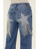 Image #3 - Vibrant Denim Women's Rhinestone Star Fringe Mid Rise Stretch Wide Leg Jeans , Medium Wash, hi-res
