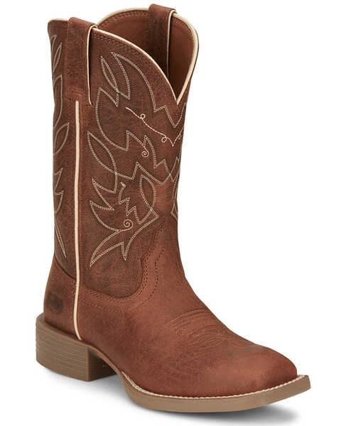 Image #1 - Justin Women's Halter Western Boots - Broad Square Toe , Cognac, hi-res