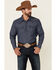 Image #1 - Cody James Men's Sound Washed Floral Print Long Sleeve Pearl Snap Western Shirt , Navy, hi-res