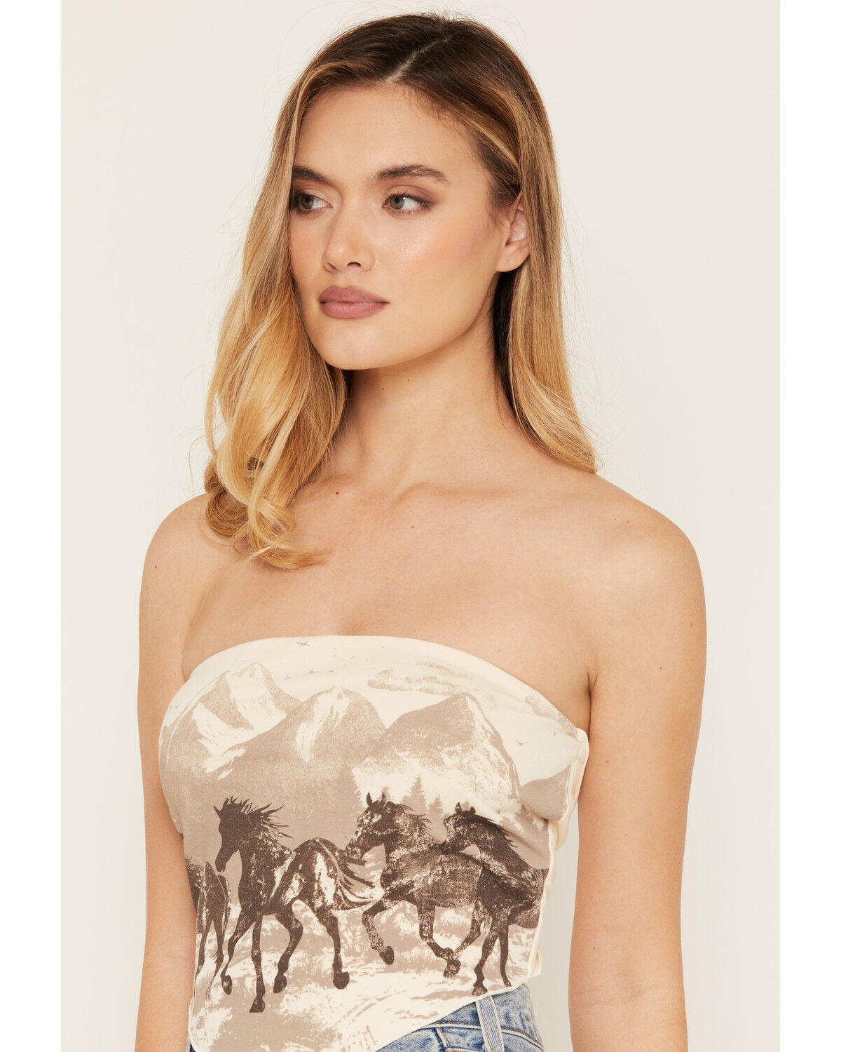 Image #4 - Cleo + Wolf Women's Running Horse Strapless Tie Top, Natural, hi-res