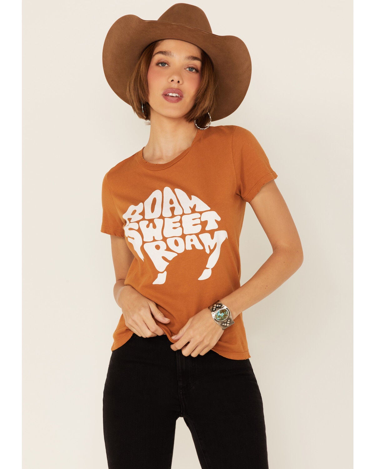 Bandit Women's Roam Sweet Roam Graphic Short Sleeve Tee, Cognac, hi-res