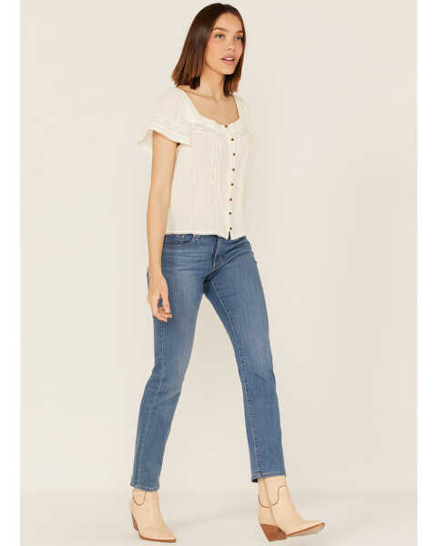 Levi's Women's Medium Wash Mid Rise Classic Straight Jeans, Blue, hi-res