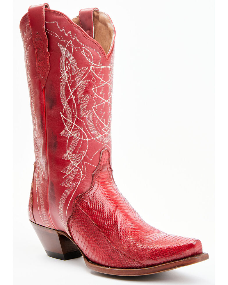 Dan Post Women's Zacatecas Exotic Watersnake Western Boots - Snip Toe, Red, hi-res