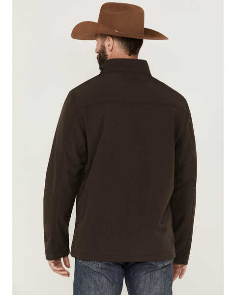 RANK 45 Men's Rodeo Southwestern Logo Sleeve Zip-Front Softshell Jacket , Brown, hi-res
