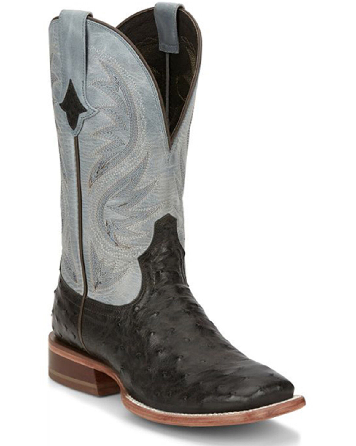 Image #1 - Tony Lama Men's Searcy Exotic Full Quill Ostrich Western Boots - Broad Square Toe, Dark Blue, hi-res