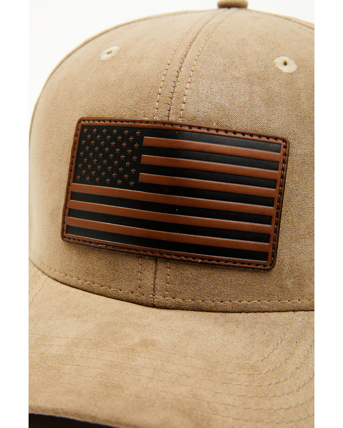 Image #2 - Cody James Men's Flag Patch Faux Suede Ball Cap, Taupe, hi-res